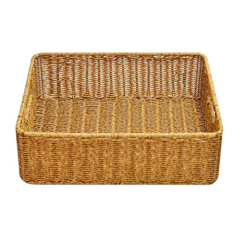 Modern Woven Storage Basket With Metal Frame - Handmade Rattan Organizer For Home Decor_voghion.com
