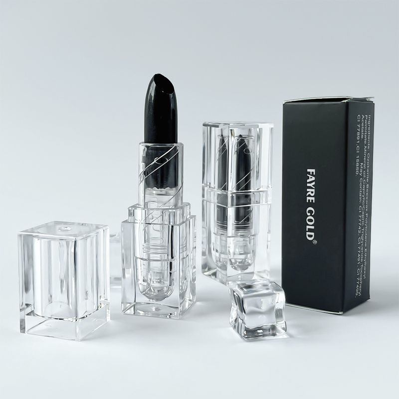 Halloween kleiner Eiswürfel-Lippenstift mit schwarzen Flecken, wasserfester, lang anhaltender Perlglanz-Lippenstift, dunkel bemalter Gothic-Lipgloss_voghion.com