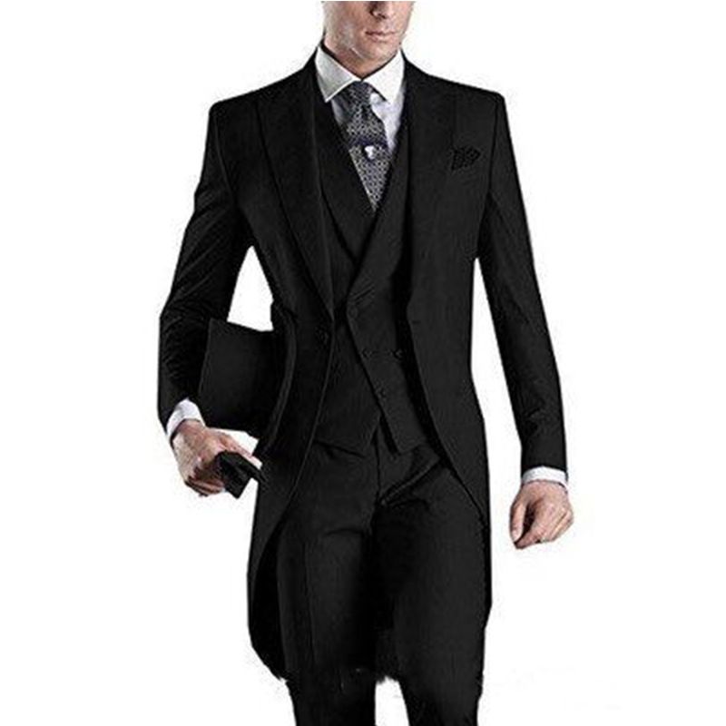 Costume long décontracté pour hommes d'affaires, costume trois pièces pour marié, meilleur homme, costume de banquet et de mariage_voghion.com