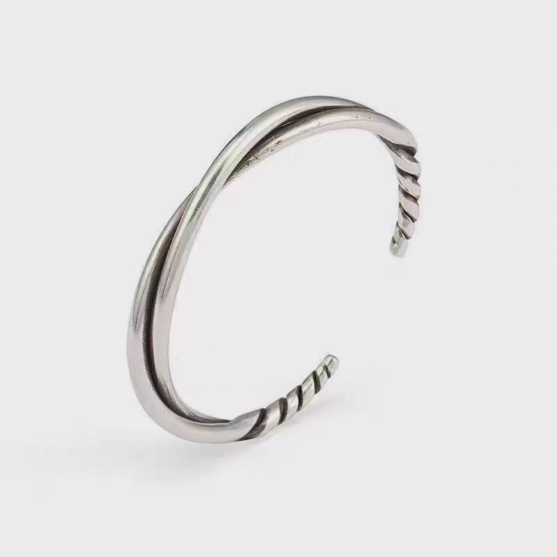 Twisted Line Trendy High-end Style Open Bracelet Niche Fashion Design Men's Versatile Accessory_voghion.com