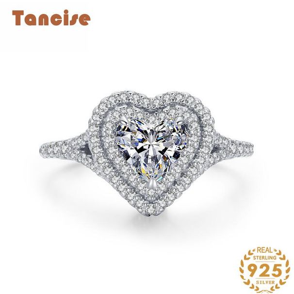 Tancise Anello in argento con zirconi classici Gioielli da donna Promessa di nozze Regalo per feste_voghion.com