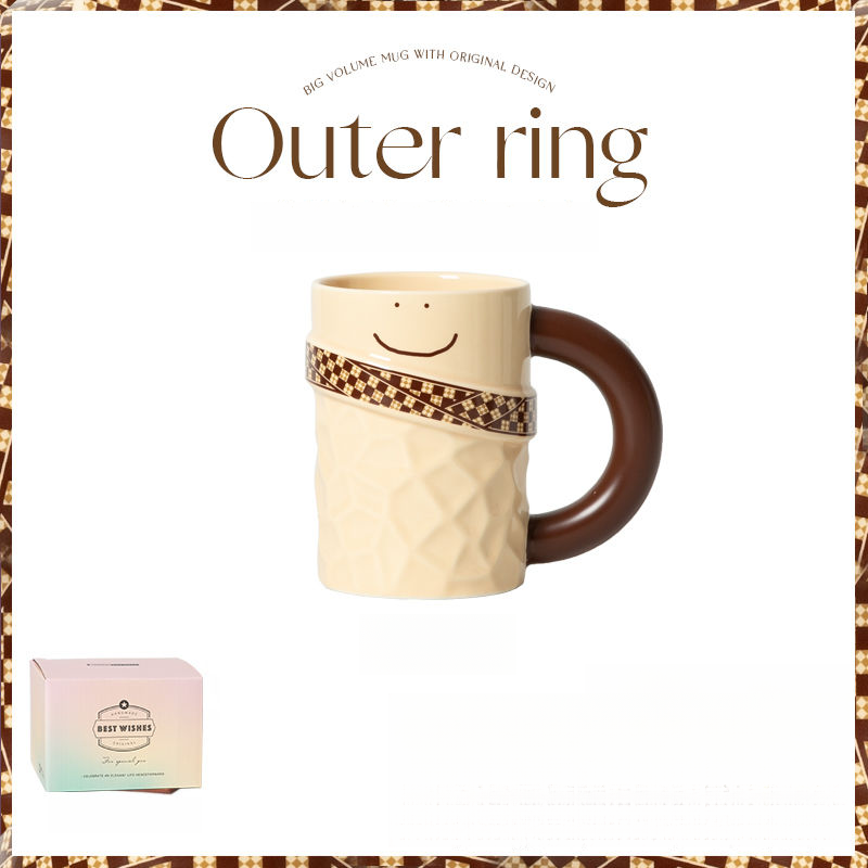 Caneca de cerâmica grande com cachecol, presente fofo para casais, água, café da manhã, copo de leite_voghion.com
