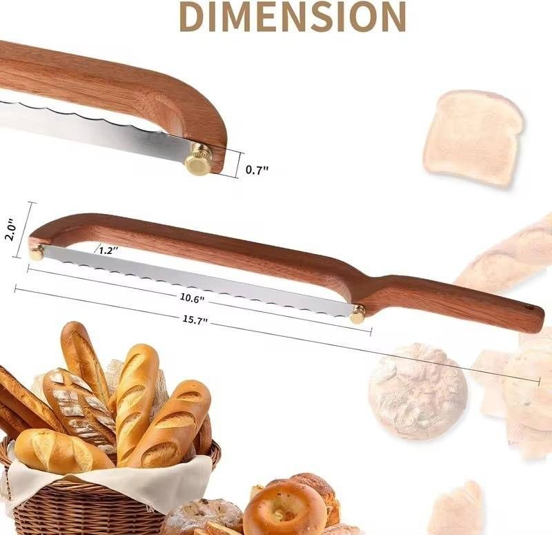 Wooden Handle Bread Knife - Serrated Stainless Steel Blade For Baguette & Toast Cutting (Anti-Bend Crumb-Free) - Individually Packaged​_voghion.com
