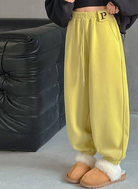 Pantalon de jogging doublé polaire pour filles - Pantalon de survêtement d'hiver doux et chaud, à la coupe confortable pour les tout-petits et les enfants (3-12 ans)_voghion.com