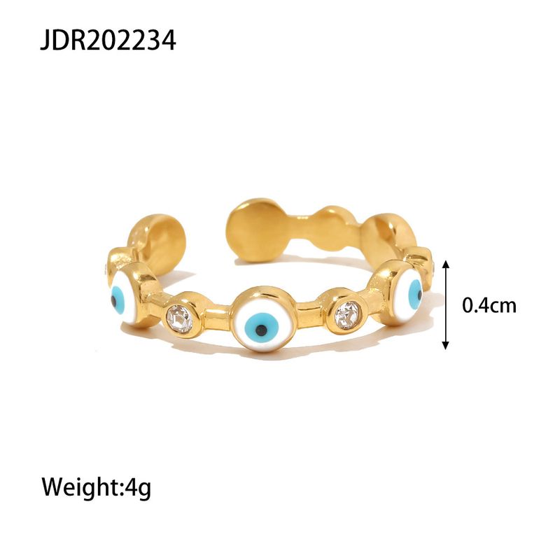 Anello in acciaio al titanio versatile con occhio del diavolo placcato in oro e moda aperta, ornamento da donna_voghion.com
