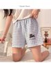 Sommer-Pyjamahose mit Karomuster, für Damen, Sommer, Wolken-Baumwolle, dünne Strandshorts, lässige Heimhose – L_voghion.com