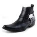 European Warm Series British Fashion Men's Denim Slip-On Short Autumn Winter Trend European Version Pointed Toe Martin Boots_voghion.com