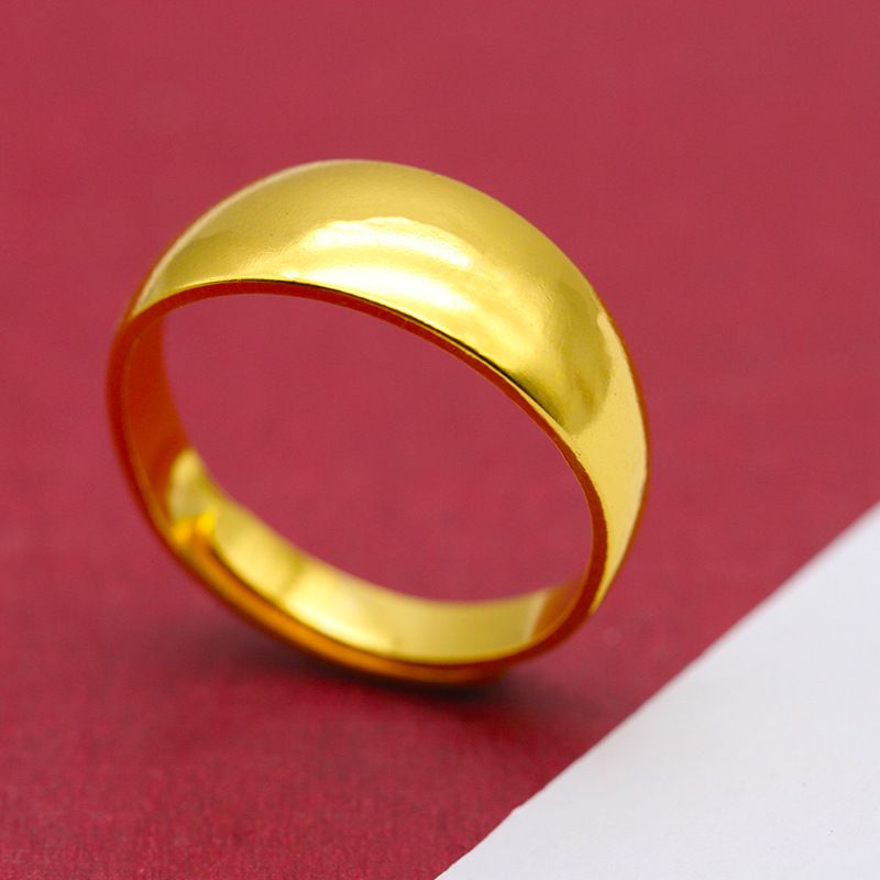 6/8mm Steel Stamp Thickened Gold-plated Smooth Open Men Women, Movable Mouth Gold Ring For Middle-aged And_voghion.com