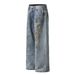 Odzież męska High Street Washed Waxed Old Dirty Straight Jeans Mężczyźni i kobiety Retro Vibe Loose Trousers_voghion.com