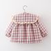 Casaco estilo coreano para meninas, manga comprida, xadrez, roupa quente para meninas de 0 a 3 anos_voghion.com