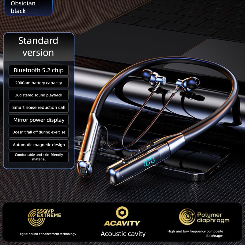 Neckband Wireless Bluetooth Earphones Long Battery Life Running Sports Noise Cancelling Compatible With_voghion.com