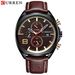 Curren Classic Round Waterproof Leather Strap Watch With Date Function, Multi-Function Dial, Quartz Movement For Men And Women Calendar Watch_voghion.com