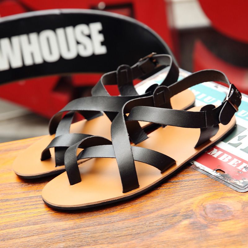 Sommer-Ledersandalen, lässige Flip-Flops, Herrenbekleidung, Strand-Jugendtrend_voghion.com