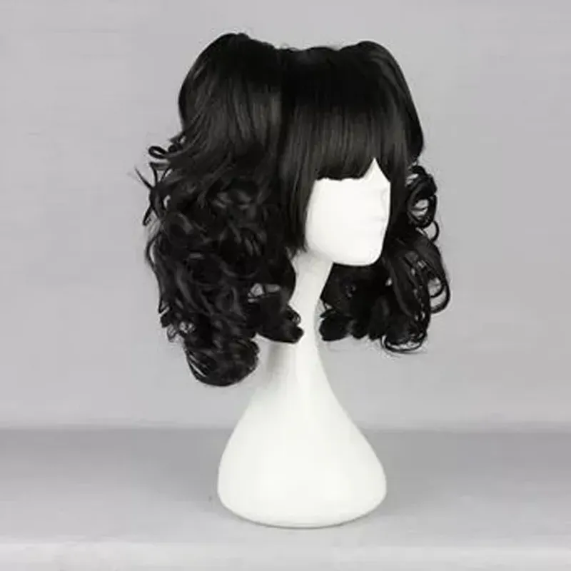 Popular anime wig Japanese wig Double ponytail black curly hair COS wig_voghion.com