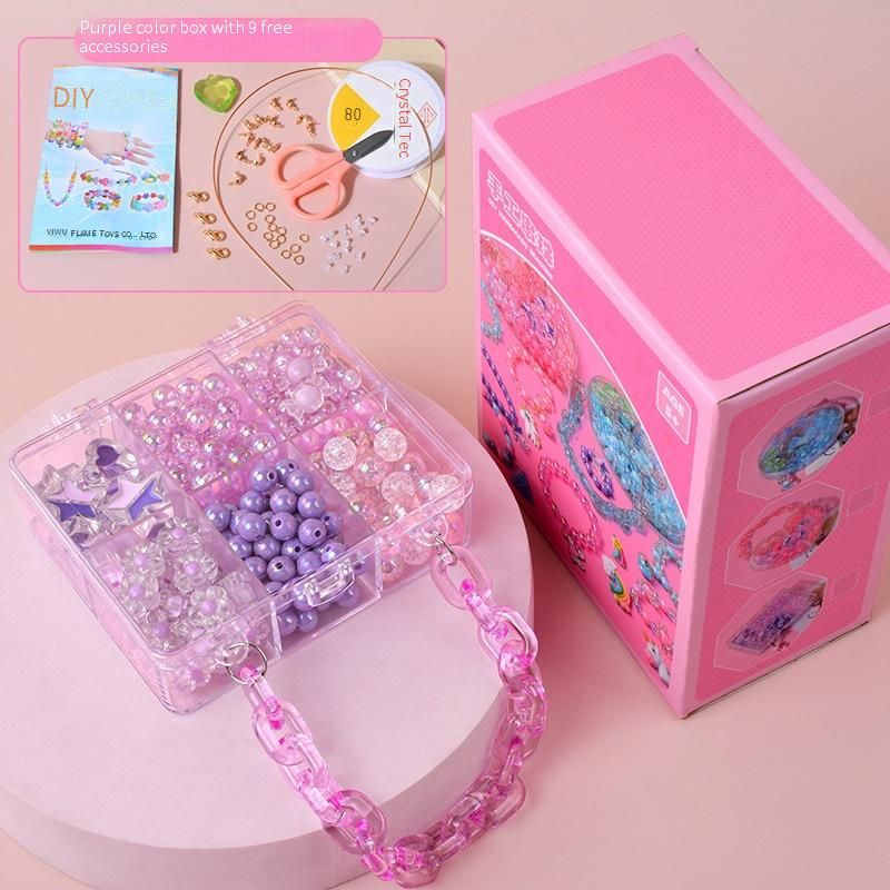 jucării cu mărgele lucrate manual pentru copii fete realizate manual DIY cu mărgele colier brățară mărgele libere set de bijuterii cutie cadou_voghion.com