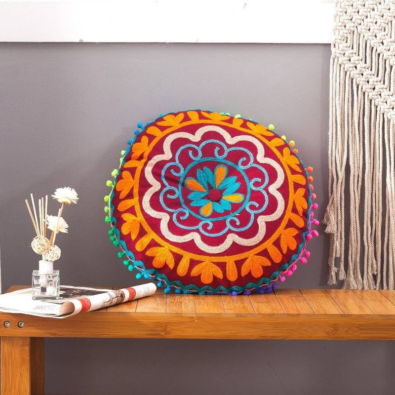 Cuscini da pavimento per finestre a bovindo in stile etnico, futon ricamati a mano, cuscini rotondi decompressivi_voghion.com