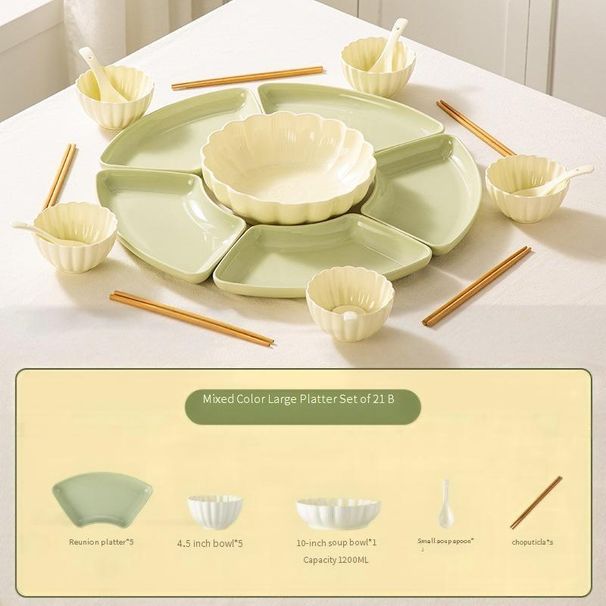 Set di stoviglie in ceramica da 49 pezzi - Piatti e ciotole moderni da abbinare per pranzi e ricevimenti in famiglia (colori assortiti)_voghion.com