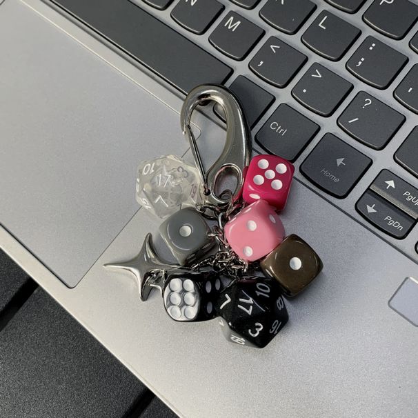 Destiny Universal Pink Dice Retro Personality Bag Hanging Keychain Bag Pendant Trendy Color Advanced Matching Pendant_voghion.com