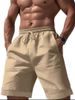 Abbigliamento da uomo Nuovi pantaloncini da uomo in cotone e lino con coulisse in vita elasticizzata Gamba dritta Tinta unita Traspirante Quotidiano Spiaggia Five Point Tempo libero Taglia media_voghion.com