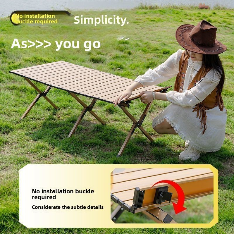 Klappbarer Eierrollentisch und Stühle für den Außenbereich, multifunktional, kompletter Haushaltssatz, langlebig, neu, faul, tragbar, Camping, Picknick_voghion.com