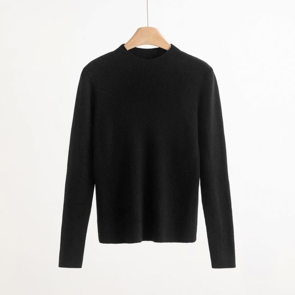 Maglione lavorato a maglia a collo alto per donna, autunno inverno, vestibilità slim, intimo snellente, maglietta di base multicolore_voghion.com