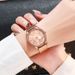 Pfirsich herz mesh quarzuhr student rose gold Liebe Diamant frauen uhr_voghion.com