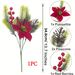 4-teiliges Set künstlicher Blumensträuße, Weihnachtsblumen, Tannenzapfen, rote künstliche Beeren, Stechpalmenzweige für die Weihnachtsfeier_voghion.com