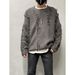 Men’s Slim-Fit Knit Sweater – Trendy Crewneck Pullover For Autumn/Winter ( Casual & Stylish Top, Acrylic Blend, Wavy Texture)_voghion.com