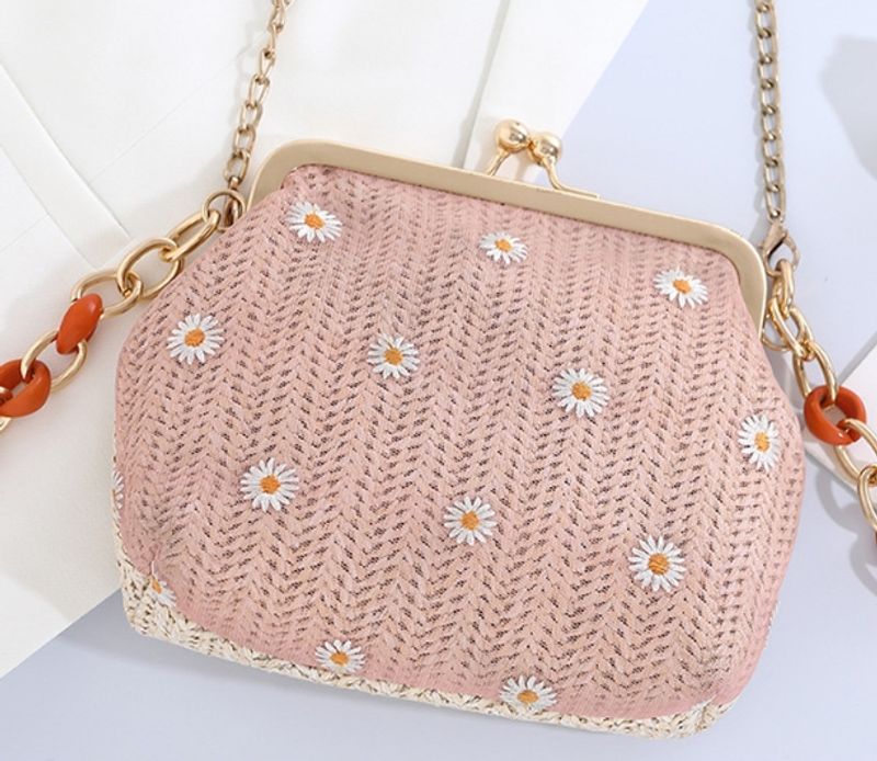 New Instagram small Daisy grass braid pink mini crossbody bag Cute braid children's small bag fashion women's bag_voghion.com