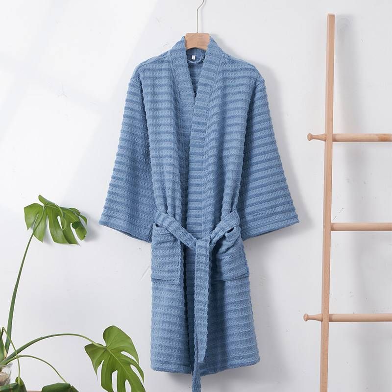 Cotton Bathrobe Absorbent Quick Drying Men's And Women's Bathrobe Waffle Towel Material Nightgown Pure Cotton Store Home Clothes LO_voghion.com