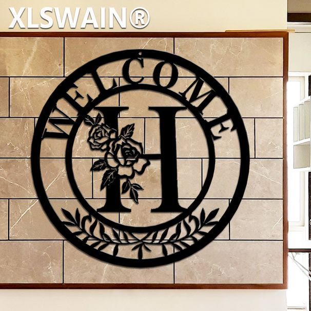 Welcome Sign Metal Wall Art, Split Letter Emblem Wall Art, Welcome Sign Wall Art, Suitable For Indoor And Outdoor Decoration_voghion.com