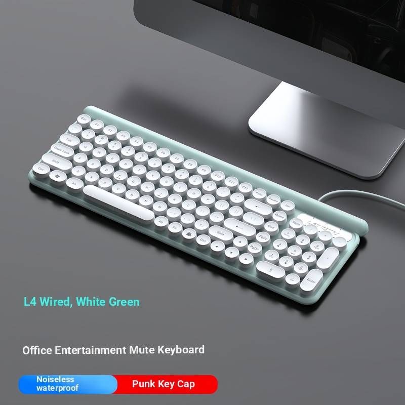 L3/L4 Wired Silent Mechanical Keyboard & Mouse Combo – Punk-Style ABS Keycaps, Waterproof Design, 102-Key Layout With Blue Switches_voghion.com