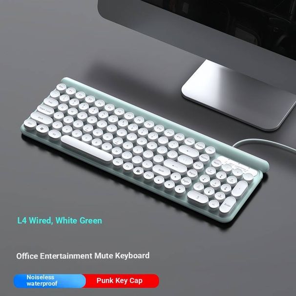 L3/L4 Wired Silent Mechanical Keyboard & Mouse Combo – Punk-Style ABS Keycaps, Waterproof Design, 102-Key Layout With Blue Switches_voghion.com
