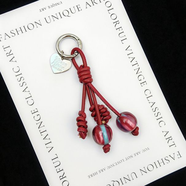 Taskevedhæng Læderreb Flettet Krystal Kirsebær Taskevedhæng, Bil Mobiltelefon Nøglering_voghion.com