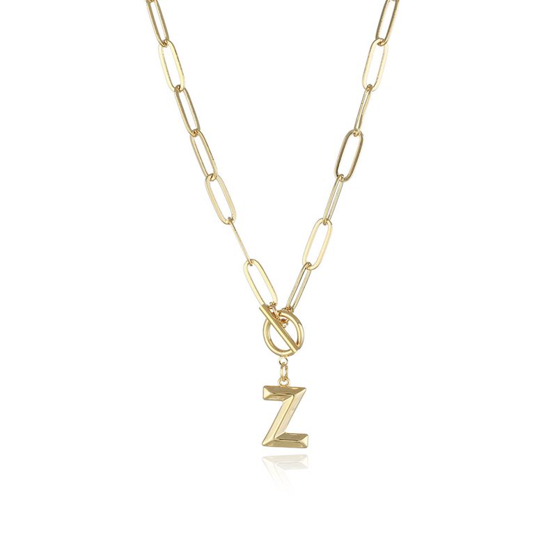Shuosbai Pendant Necklace A-Z 26 Letter Chain Men Women Hip Hop Alphabet Necklace for Birthday_voghion.com