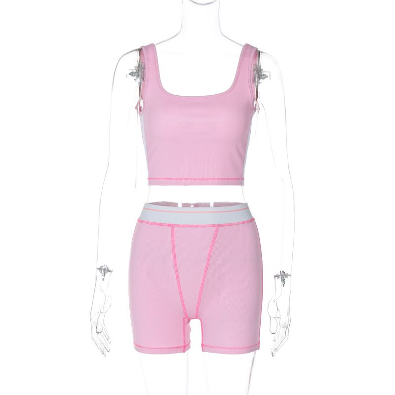 Cross border Odzież damska 2024 Lato Nowy produkt Moda Fotografia uliczna Mały Tank Top Slim Shorts Set Foreign_voghion.com