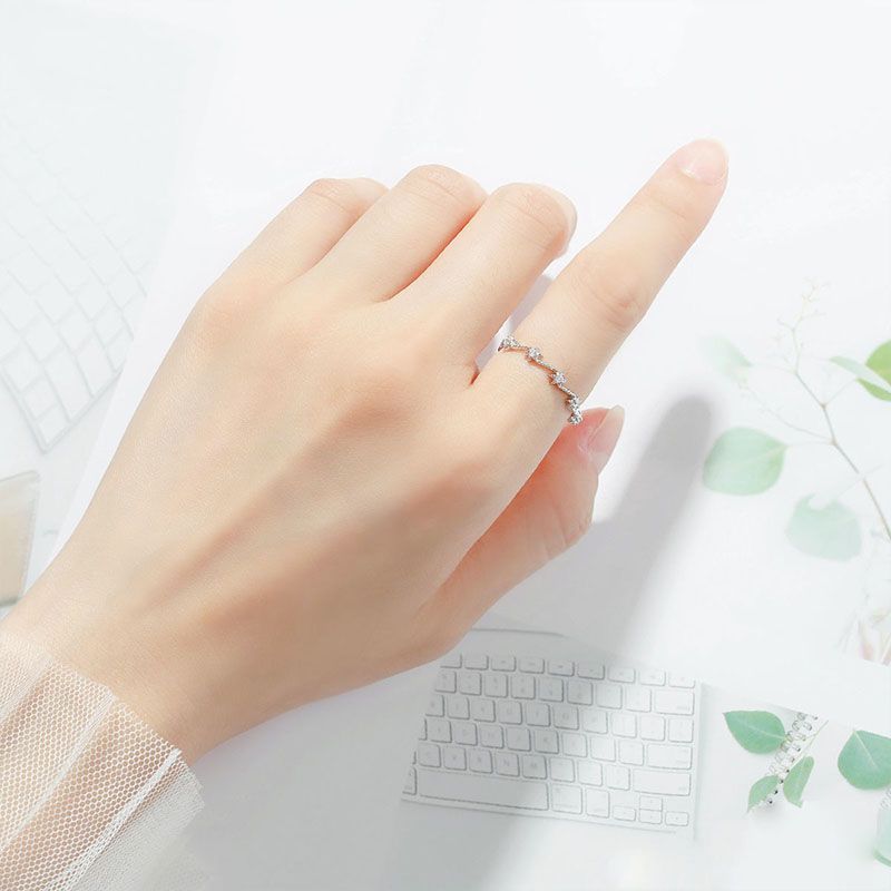 Stempel VENUS Sier Kleur Shining Starlight Ring Voor Vrouwen Meisje Wave Chain Office Jewerly Dropshipping Grooth_voghion.com