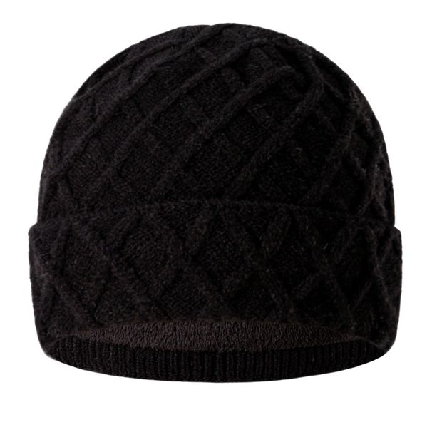 Neue Plüsch-Strickmütze für Herren im Winter, Outdoor, einfarbig, verdickte Wärme, Wollmütze mit elastischen Bündchen für Damen_voghion.com