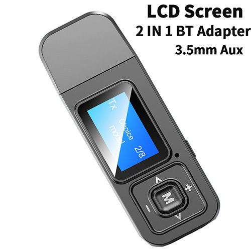 Bluetooth 5.0 Empfänger Sender Audio Adapter LCD Display 3,5mm Aux Wireless Stereo Musik Adapter Für TV PC Auto Lautsprecher_voghion.com