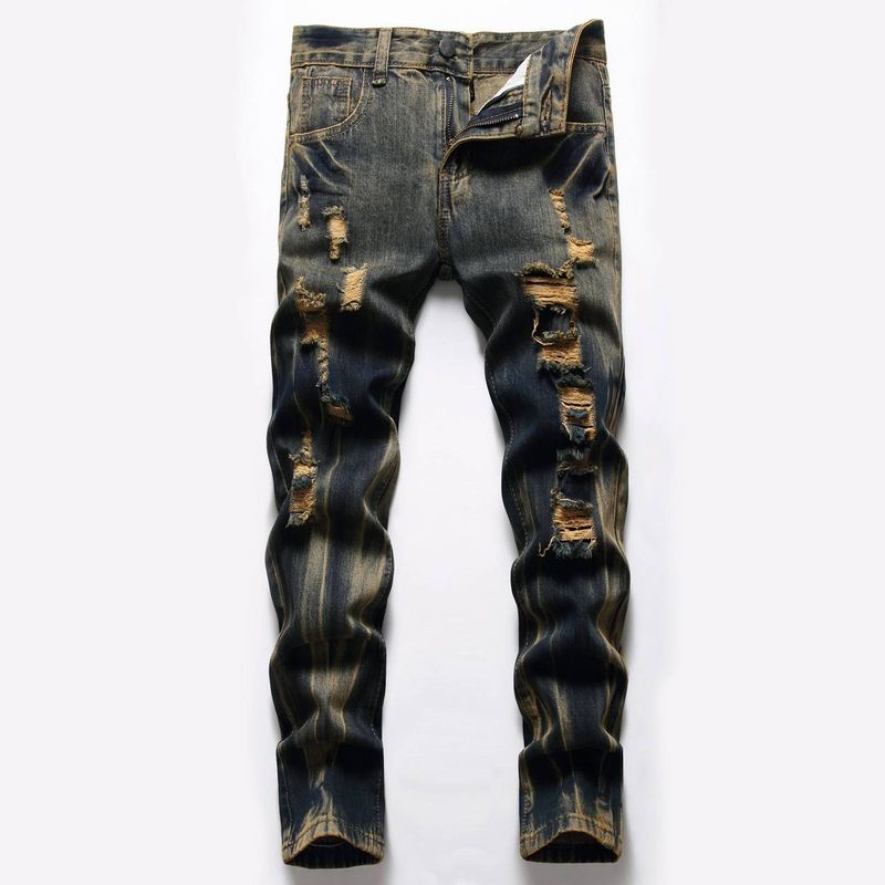 Mamma & Barn Pojkar Barnkläder Multiprocesstvättade Raka Tubhål Prickiga Jeans_voghion.com