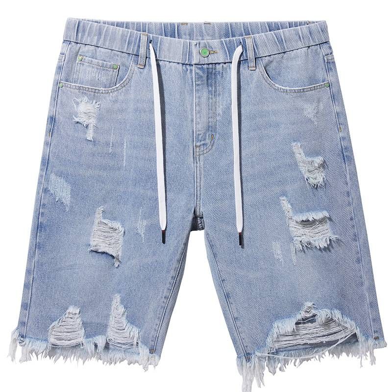 Men's Clothing Plus Size Summer Elastic Waist Denim Shorts Loose High Elastic Comfortable Mid Rise Denim Shorts_voghion.com