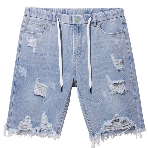 Men's Clothing Plus Size Summer Elastic Waist Denim Shorts Loose High Elastic Comfortable Mid Rise Denim Shorts_voghion.com