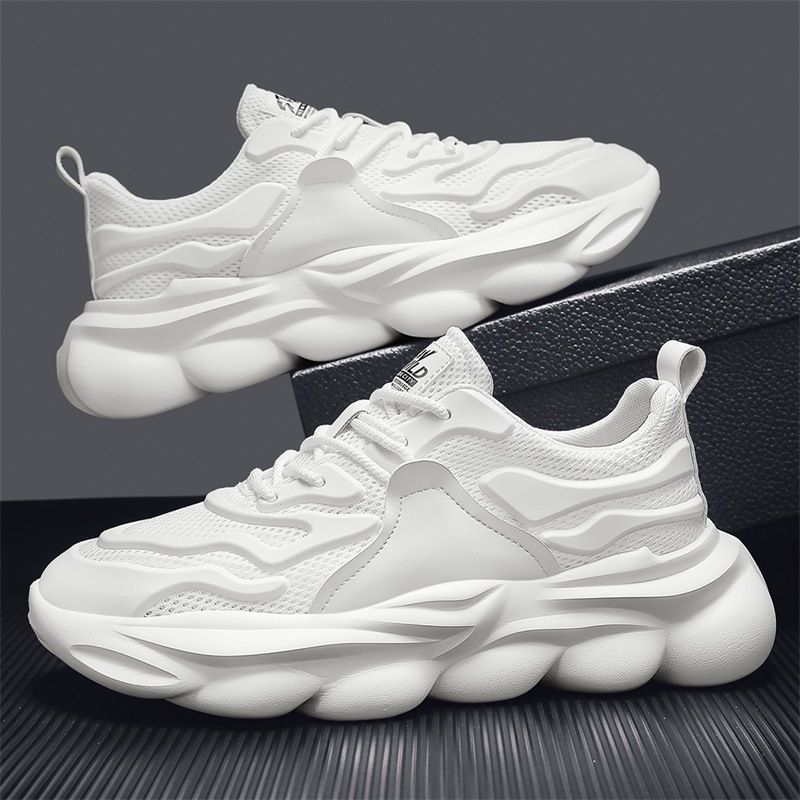 2024 Herren Frühjahr Neue Atmungsaktive Mesh Sport Leichte Papa Dickbesohlte Casual Trendy Weiße Schuhe_voghion.com