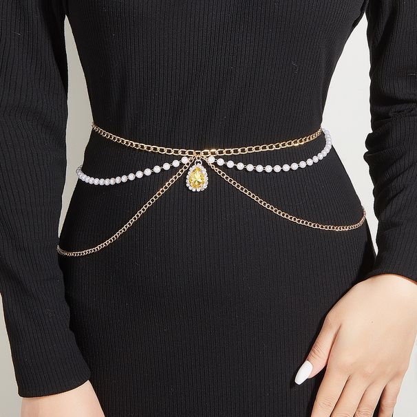 Kristall-Edelstein-Anhänger, seitliche Schaukelkette, Perlenkette, Metallkette, Taillenkette, Taillenschmuck_voghion.com