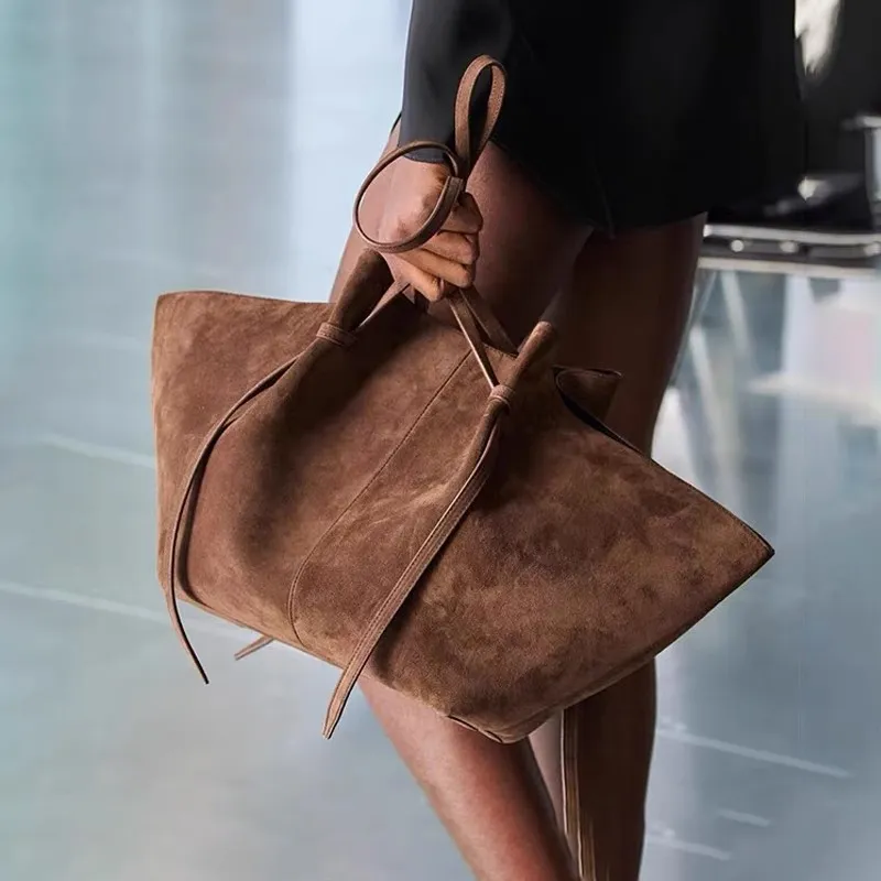 Women's Autumn And Winter New Item Frosted Suede Wing Large Capacity Single Shoulder Tote Bag_voghion.com