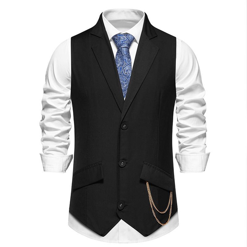 Herren Anzug Weste Hochzeit Party Revers Kette Mit Weste Weste_voghion.com