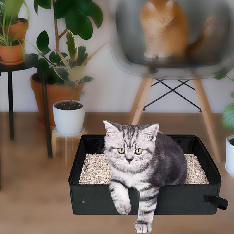 Travel Bag With Lid Foldable Portable Movable Toilet Cat Litter Box Oxford Cloth_voghion.com