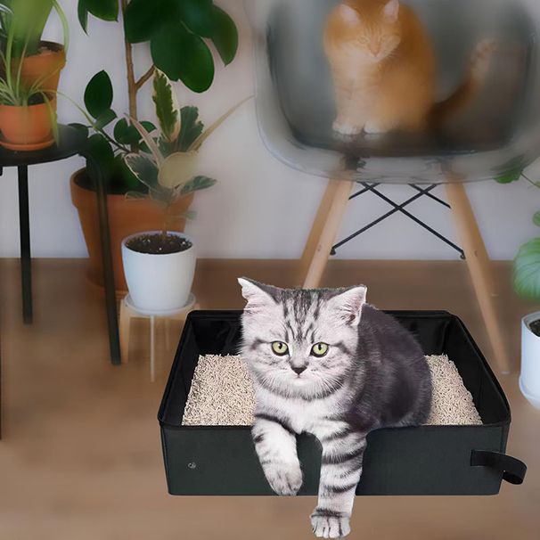 Travel Bag With Lid Foldable Portable Movable Toilet Cat Litter Box Oxford Cloth_voghion.com