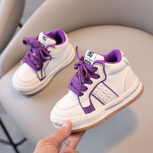 Scarpe per bambini ragazze scarpe da ginnastica per bambini 2024 autunno nuove scarpe sportive per ragazzi due scarpe di cotone scarpe alte autunno e inverno alla moda più velluto_voghion.com