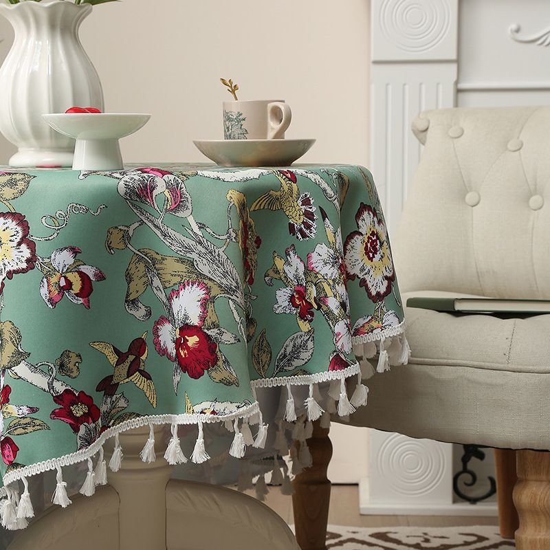 Conjunto de toalhas de mesa florais - 100% poliéster à prova d'água, redondas e retangulares, para jantar, café e chá (vários tamanhos/cores)_voghion.com